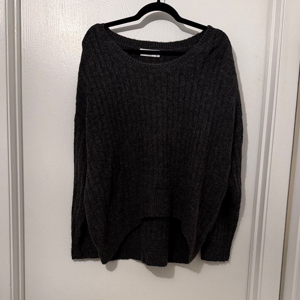 Carly Jean Los Angeles Dark Charcoal Cable Crewneck Sweater